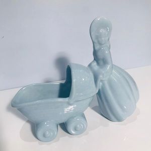 Haeger Pottery Planter Mother Baby Carriage 1940-50's